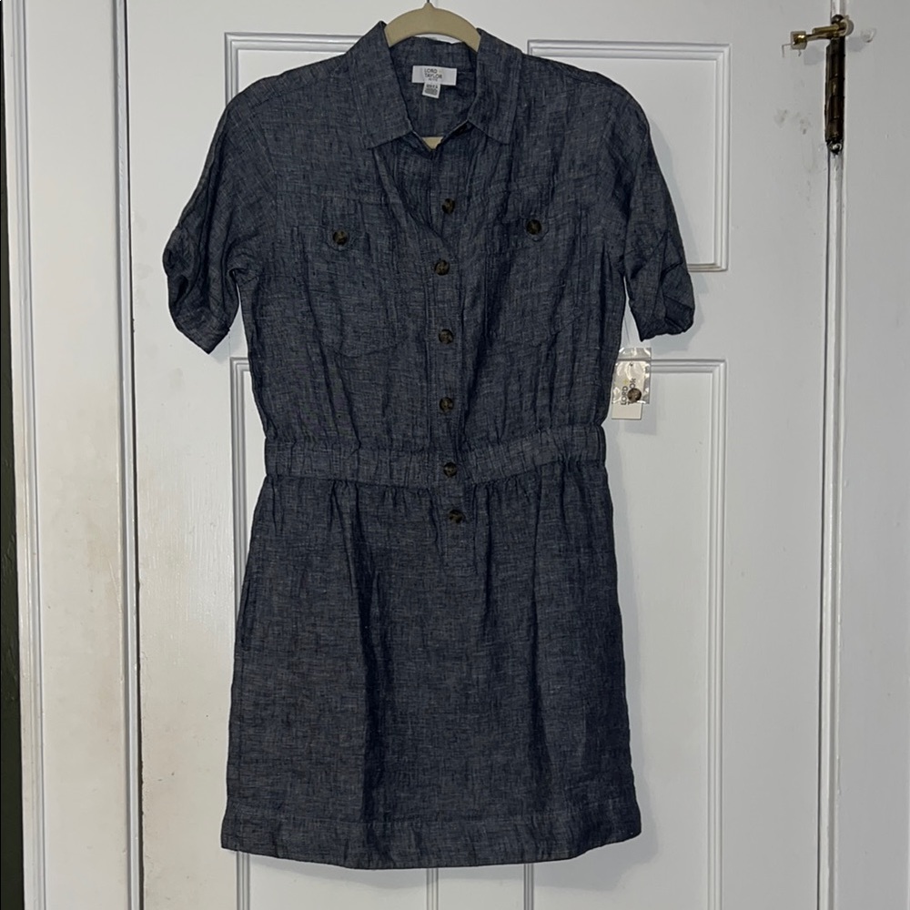 Women's Blue Button-Up Dress
